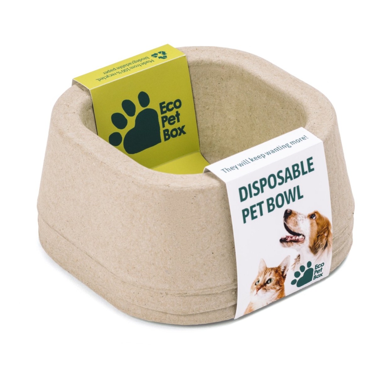 EKO PET BOX vienreizlietojamā bļoda suņiem/kaķiem 15 x 15 x 6 cm - Produkta attēls