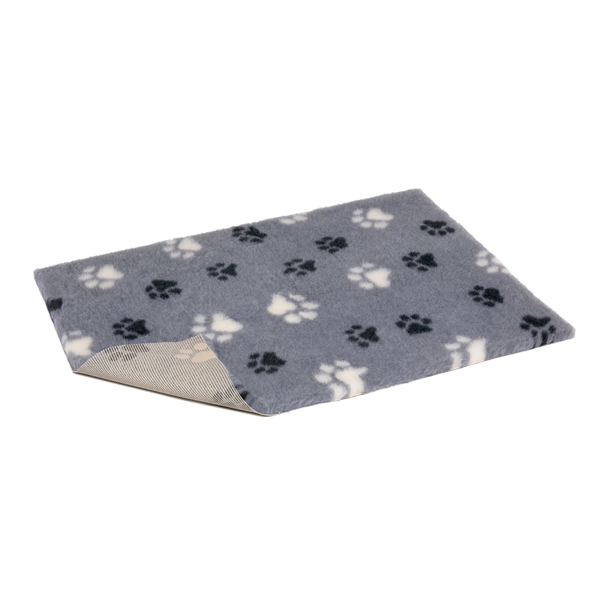 VETBED Duo Paws Non-Slip  paklājiņš, 75x50cm, pelēks, ar ķepu printu - Produkta attēls