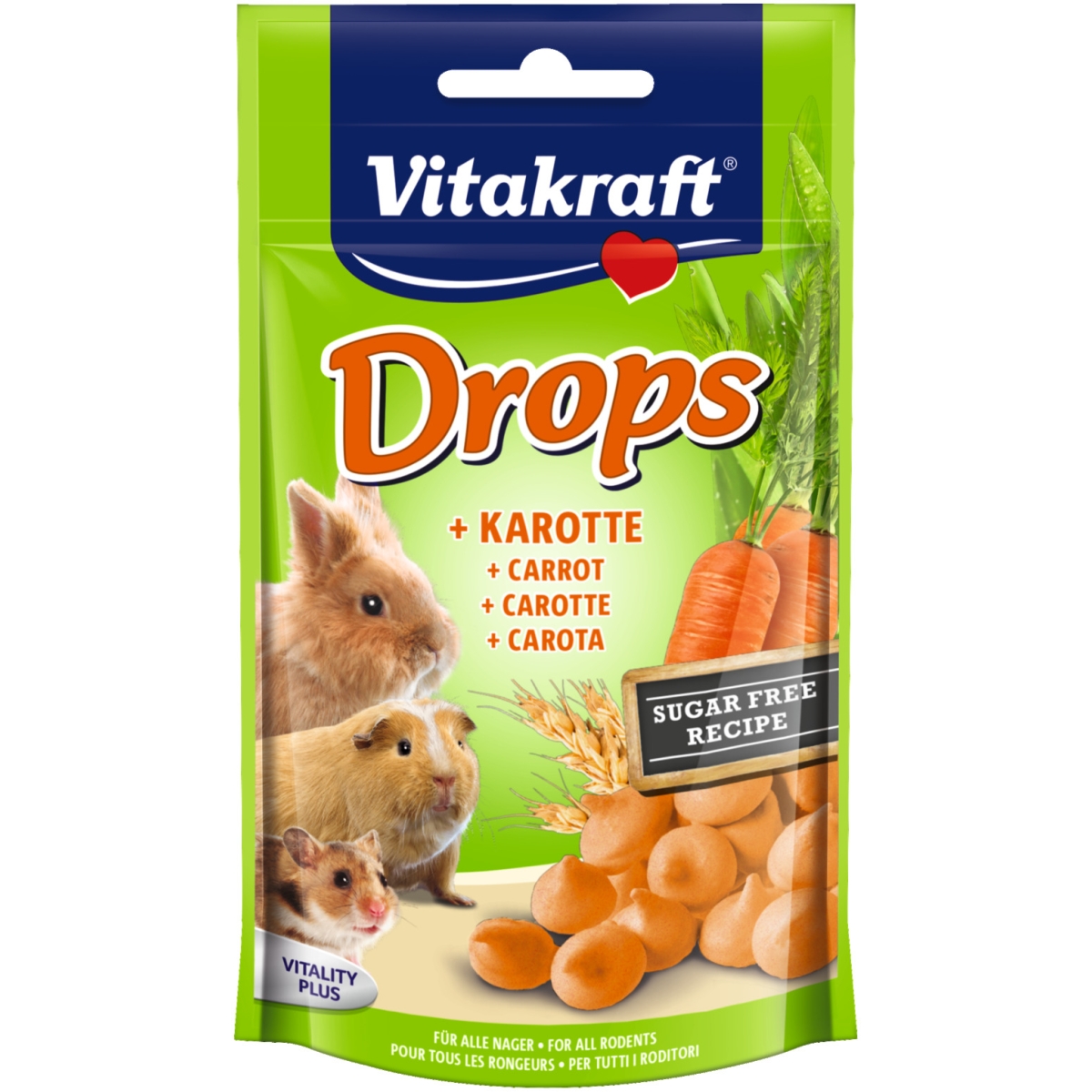 VITAKRAFT Drops burkānu gardumi grauzējiem, 75g - Produkta attēls