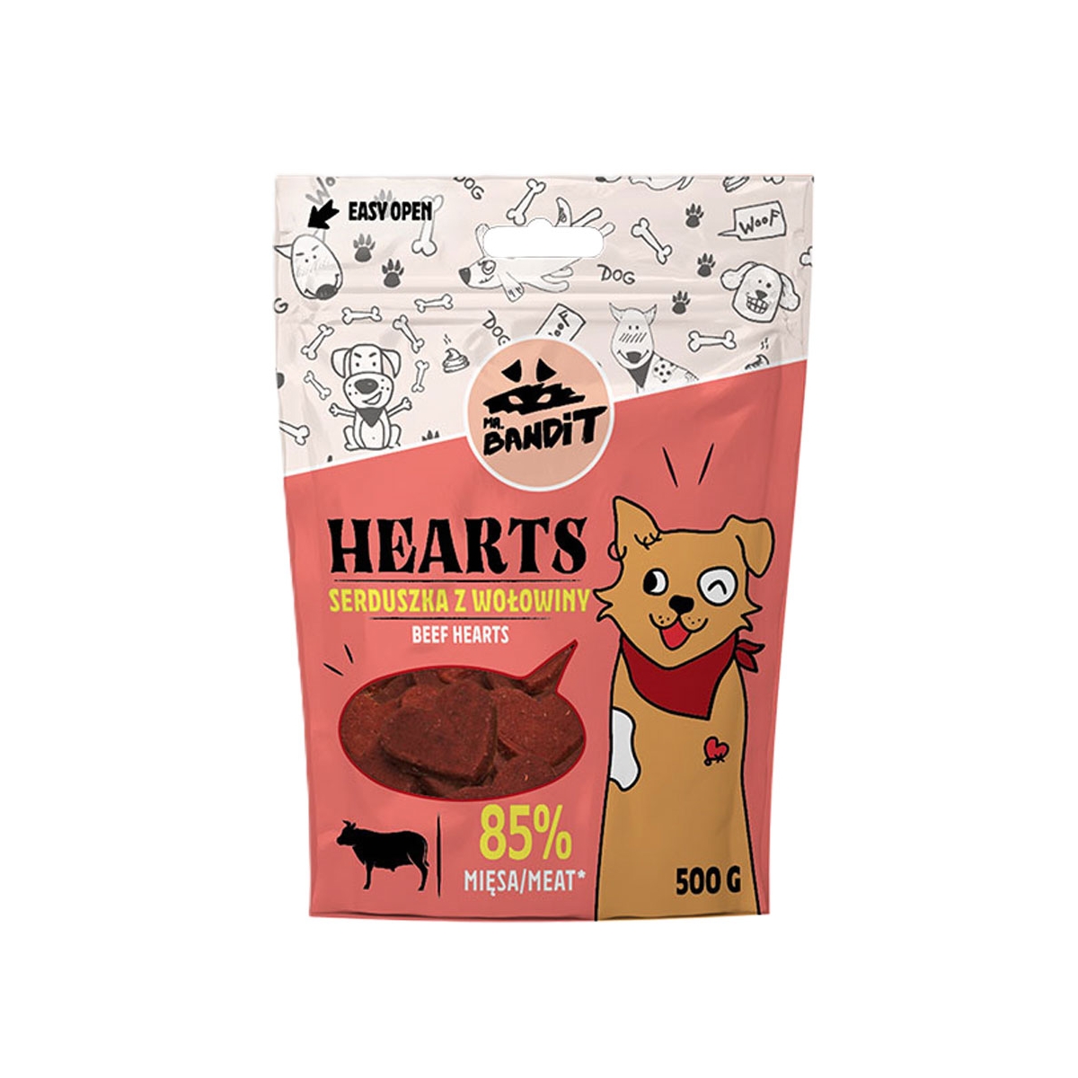 MR.BANDIT Hearts kārumi suņiem, liellops, 500g - Produkta attēls