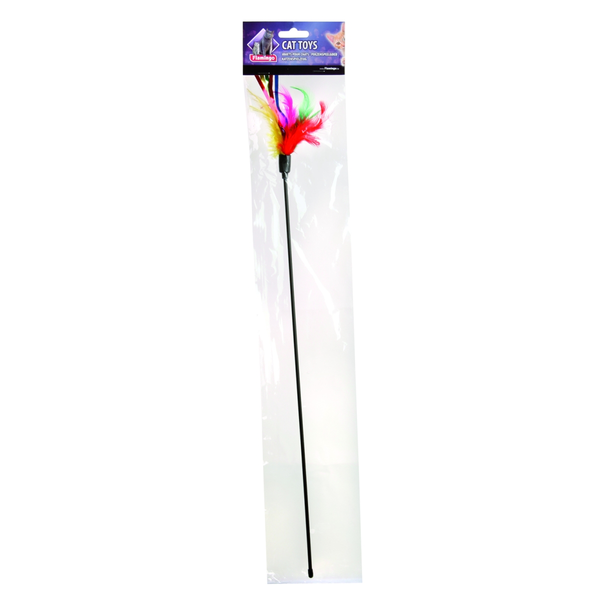 FLAMINGO kociņš ar spalvām, rotaļlieta kaķiem 48cm - Produkta attēls