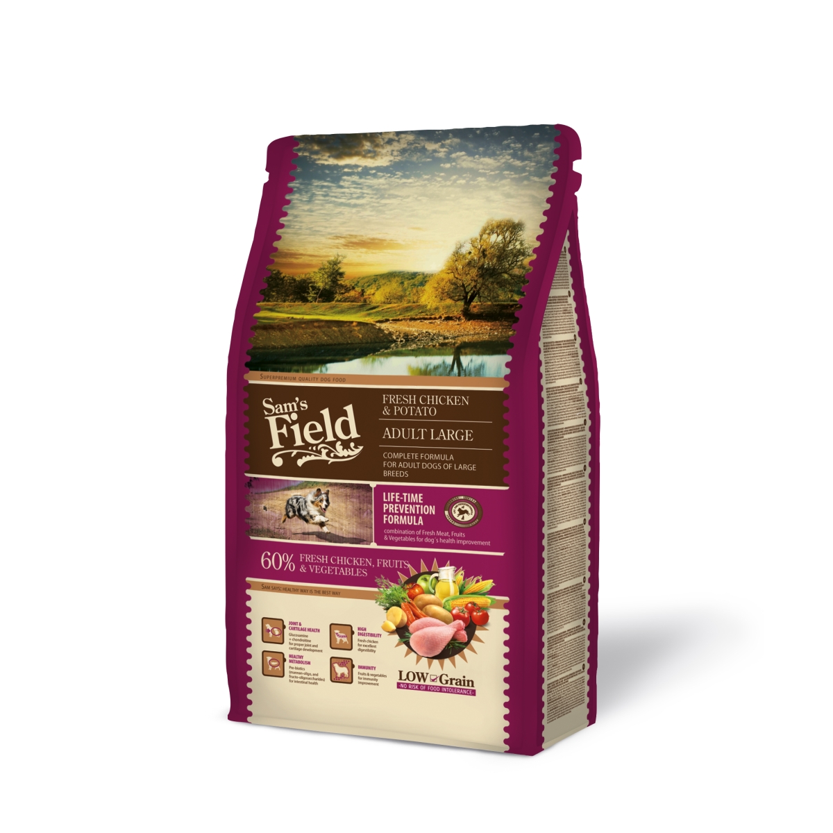 Sam´s Field LARGE sausā barība lielo šķirņu suņiem vista 2,5kg - Produkta attēls