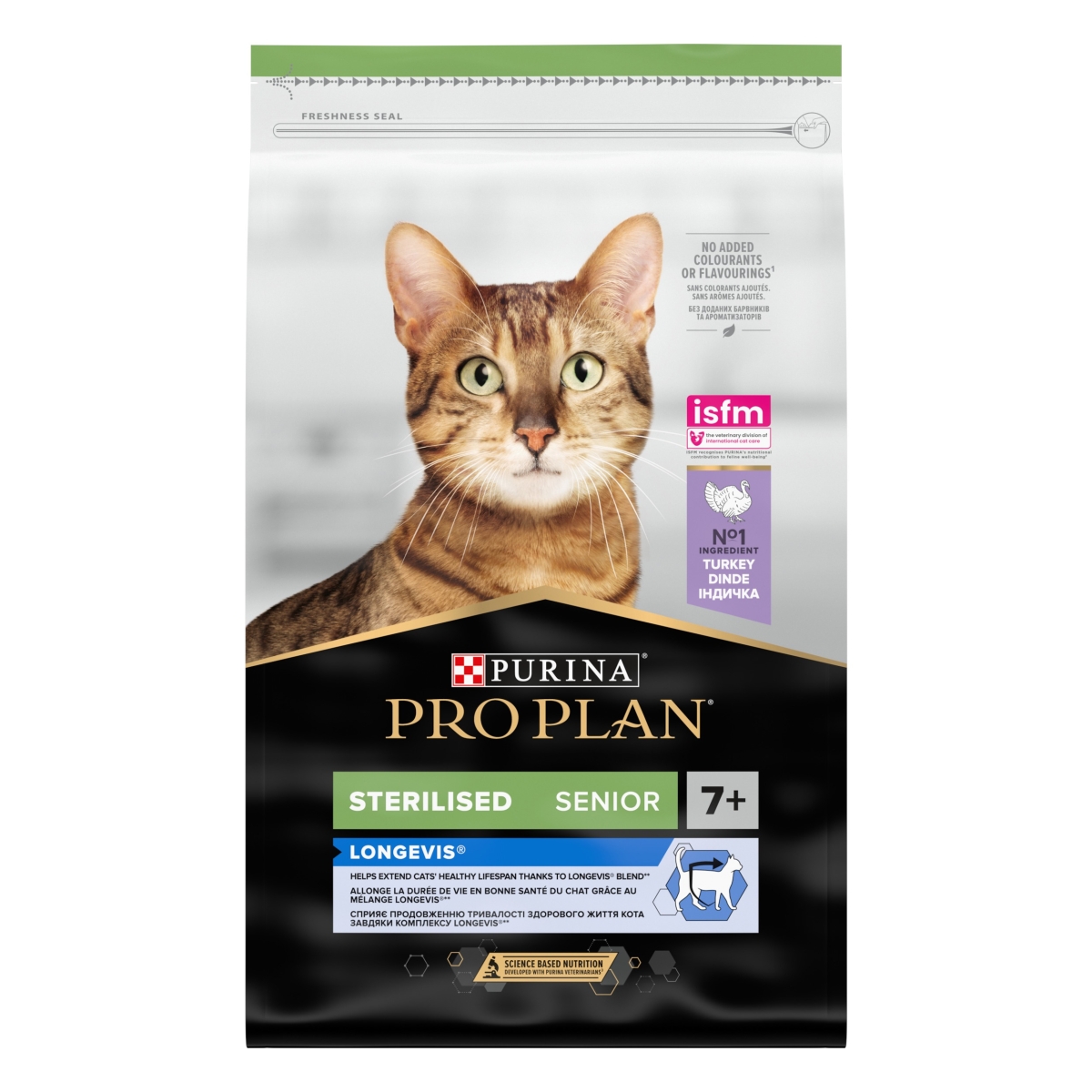 PRO PLAN Sterilised Senior 7+ sausā barība kaķiem, tītars, 10kg - Produkta attēls