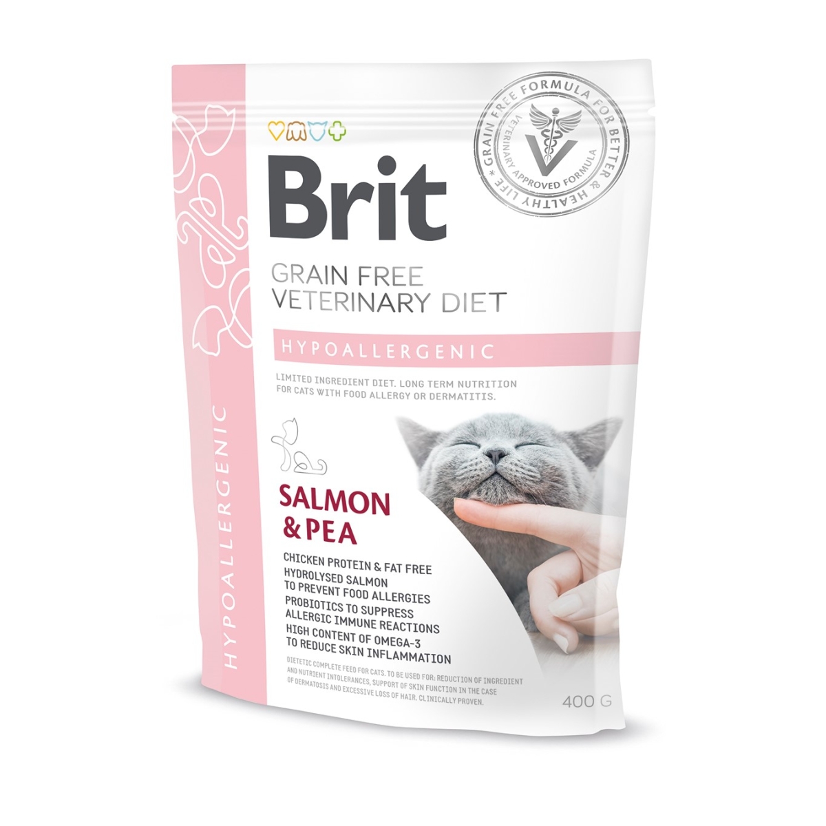 BRIT GF Hypoallergenic sausā barība kaķiem, lasis/zirņi, 400g - Produkta attēls