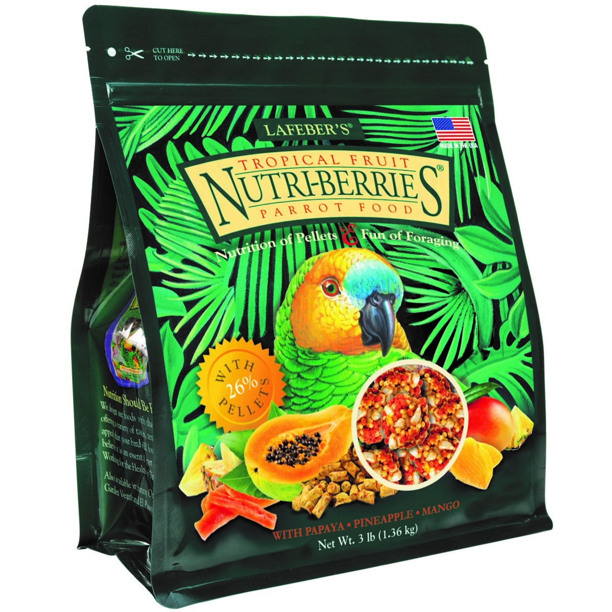 TROPICAL FRUIT NUTRI-BERRIES BARĪBA PAPAGAIĻIEM 1,36KG - Produkta attēls