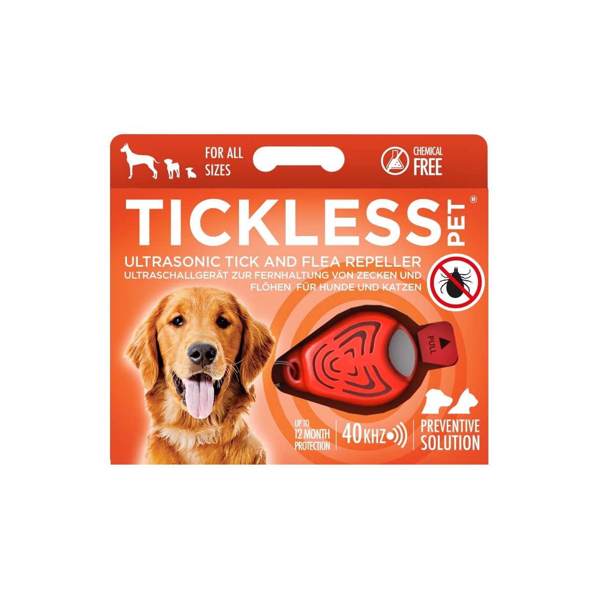 Tickless Pet, ultraskaņas ierīce pret ērcēm un blusām, oranža