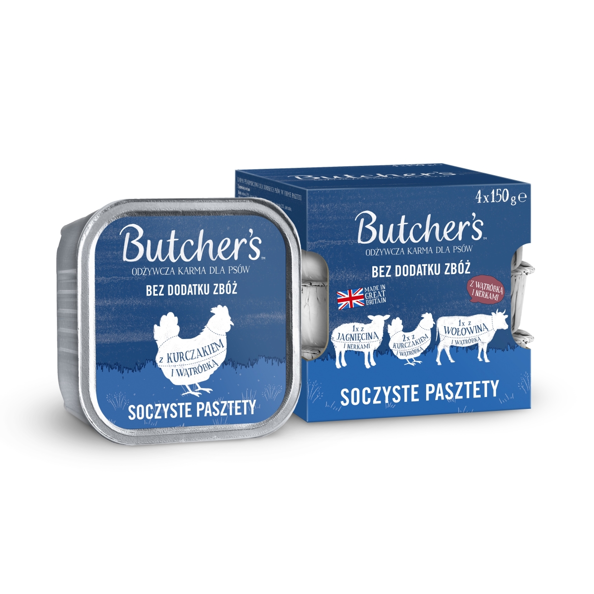 BUTCHERS Original Mix pastēte suņiem vista/tītars/liellops, 150g x 4gb - Produkta attēls