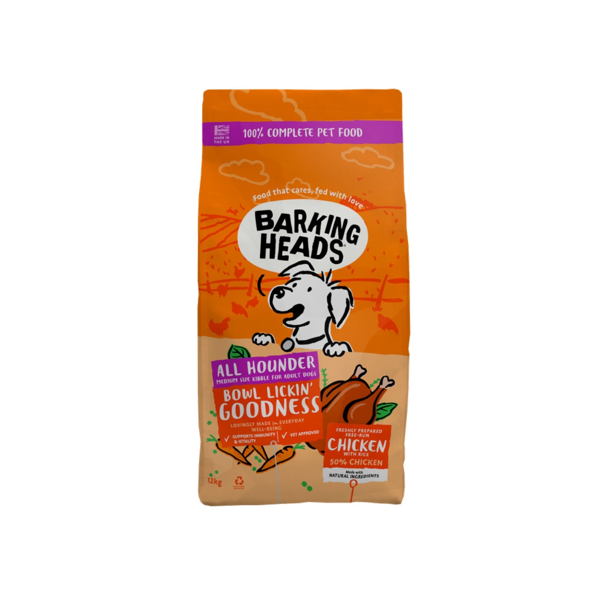 BARKING HEADS All Hounder Chicken sausā barība suņiem, vista,12kg - Produkta attēls