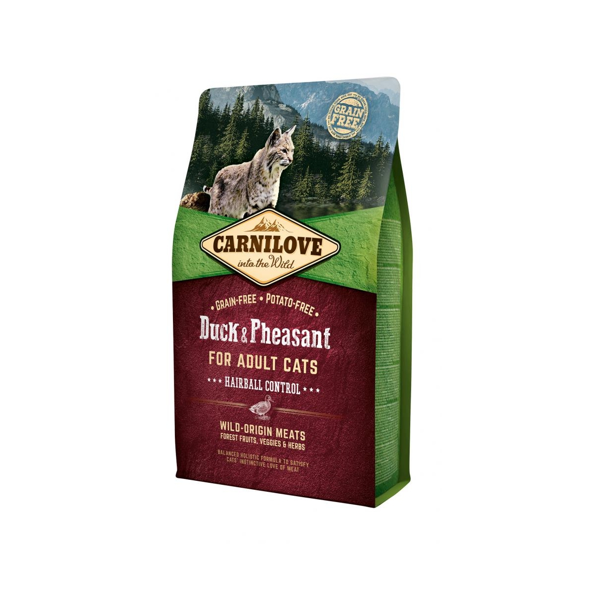 CARNILOVE Hairball Control sausā barība kaķiem pīle/fazāns, 6kg - Produkta attēls