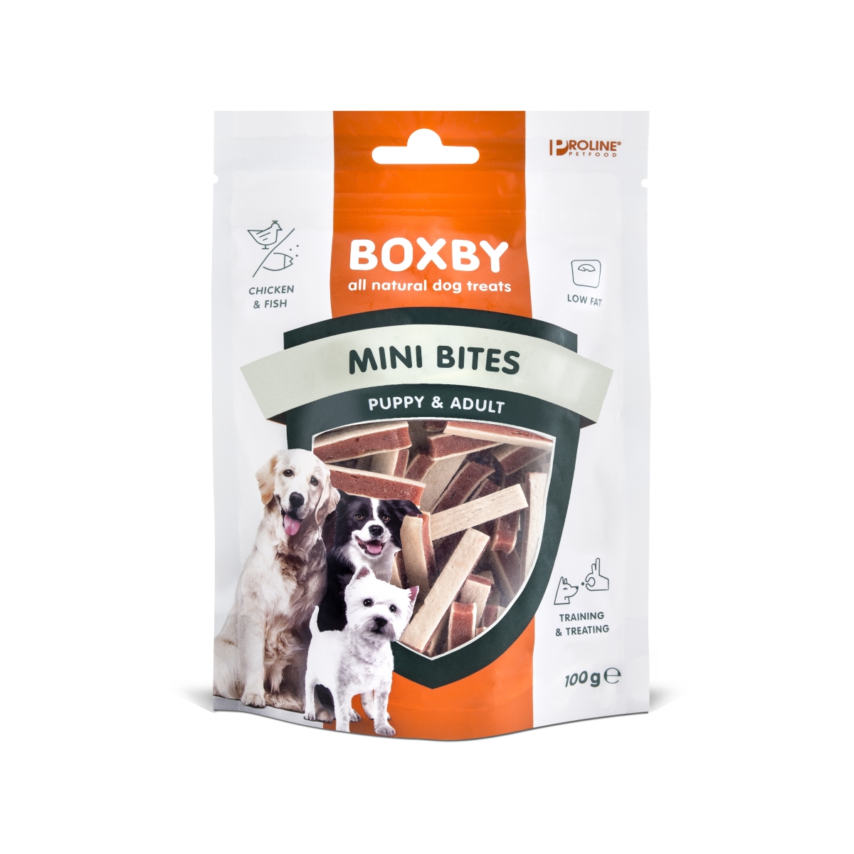 BOXBY kārums kucēniem Snacks Mini bites100 g - Produkta attēls