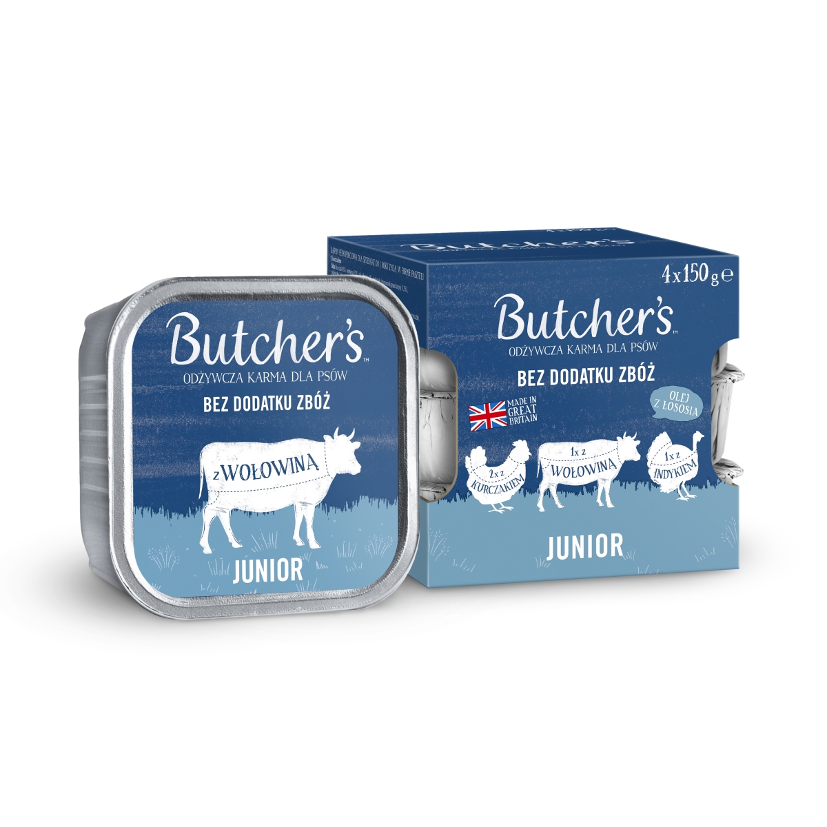 BUTCHERS Junior Mix pastēte suņiem vista/tītars/liellops, 150gx4gb - Produkta attēls