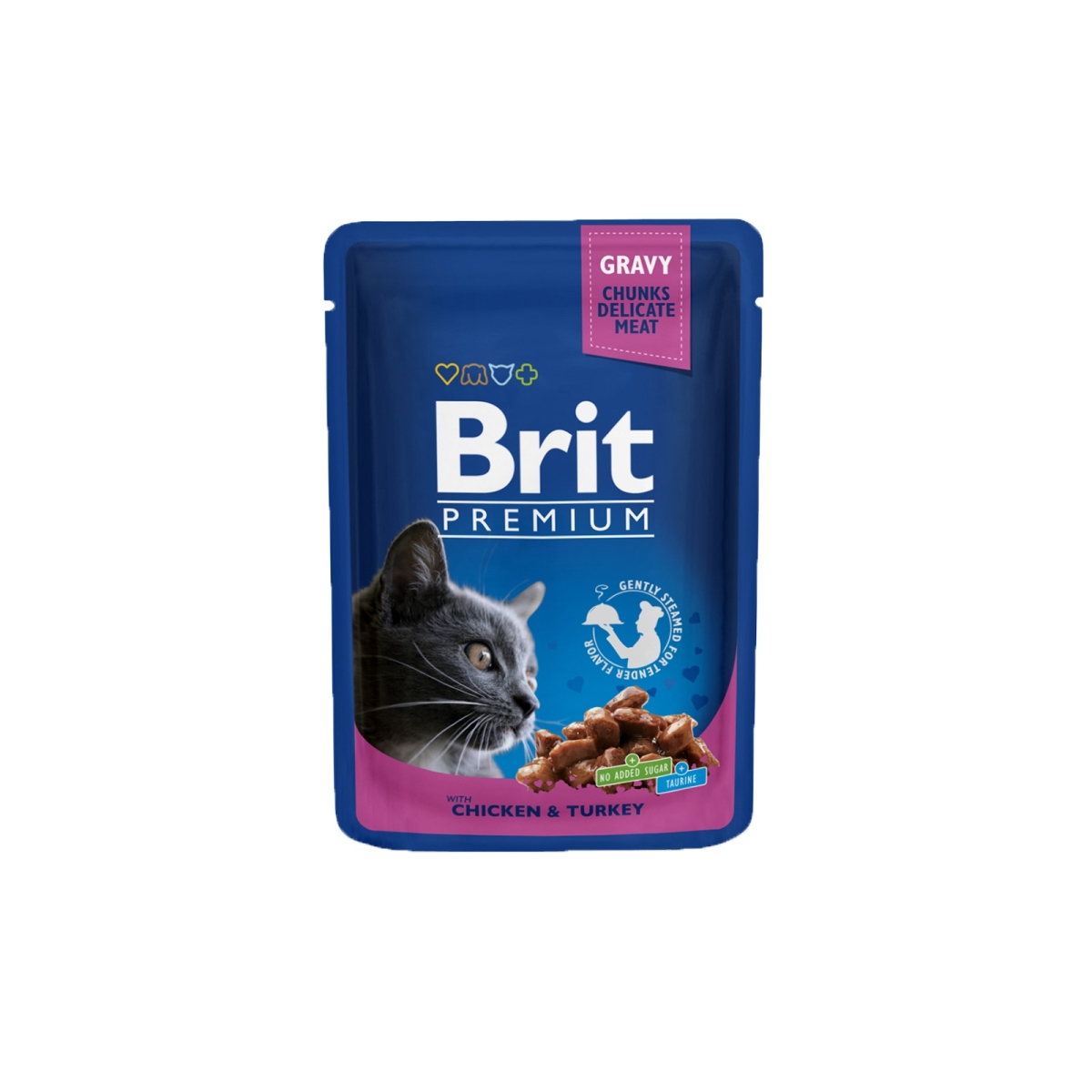 BRIT Premium konservi kaķiem, vistu/tītars 100g - Produkta attēls