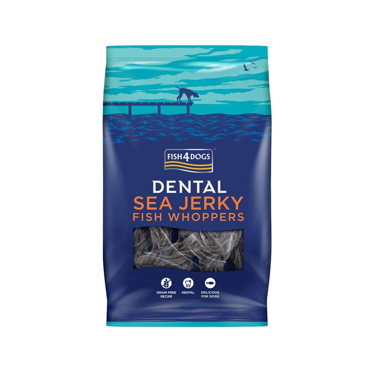 FISH4DOGS Dental Jerky Whoppers kārumi suņiem, 500g - Produkta attēls