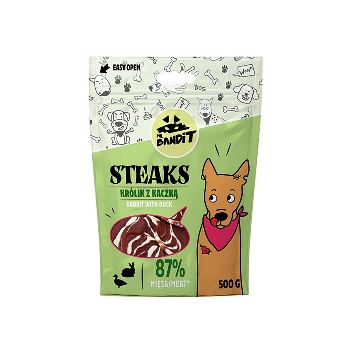 MR.BANDIT Steaks gardums suņiem, trusis/pīle, 500g - Produkta attēls