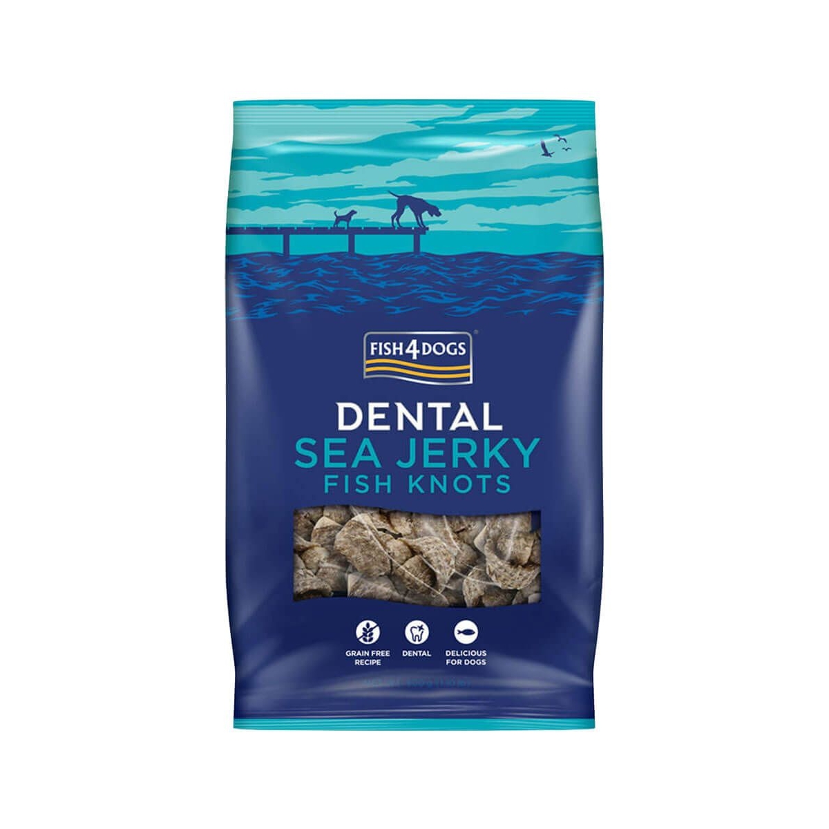 FISH4DOGS Dental Sea Jerky Knots kārumi suņiem, zivju āda,100g - Produkta attēls