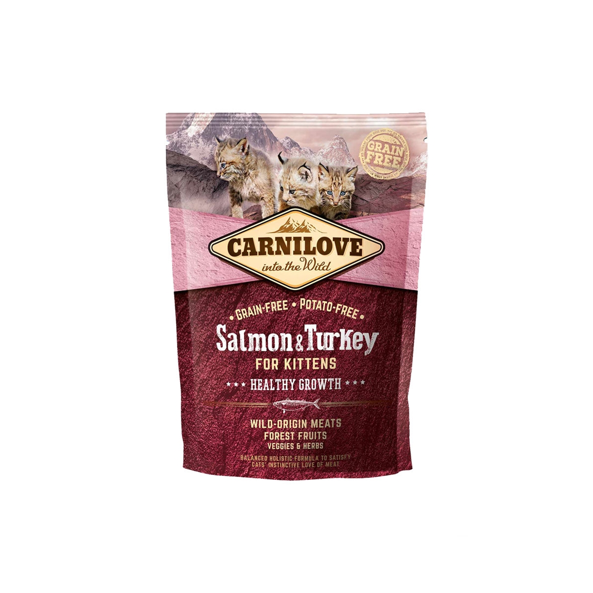 CARNILOVE sausā barība kaķēniem lasis/tītars 0,4kg - Produkta attēls