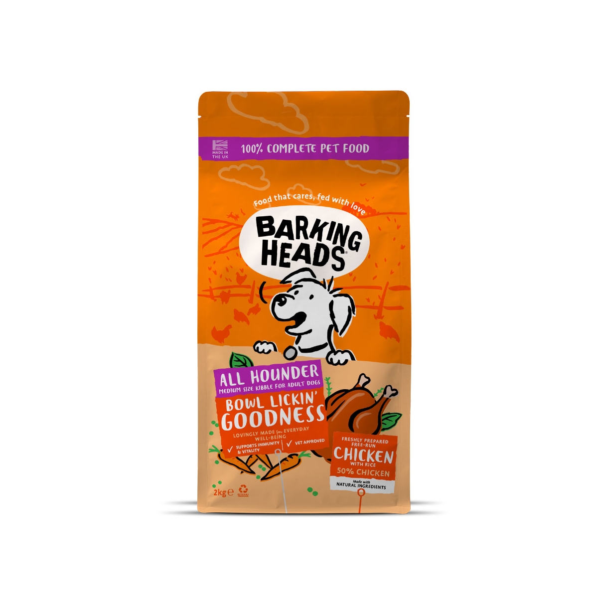 BARKING HEADS All Hounder Chicken sausā barība suņiem,vista,2kg - Produkta attēls