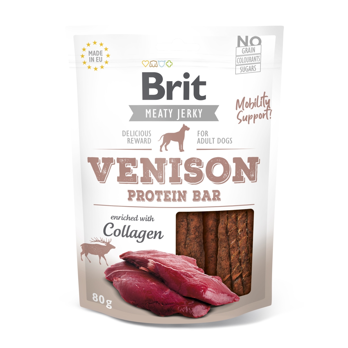 BRIT Jerky gardums suņiem, proteīna batoniņš ar brieža gaļu 80 g - Produkta attēls