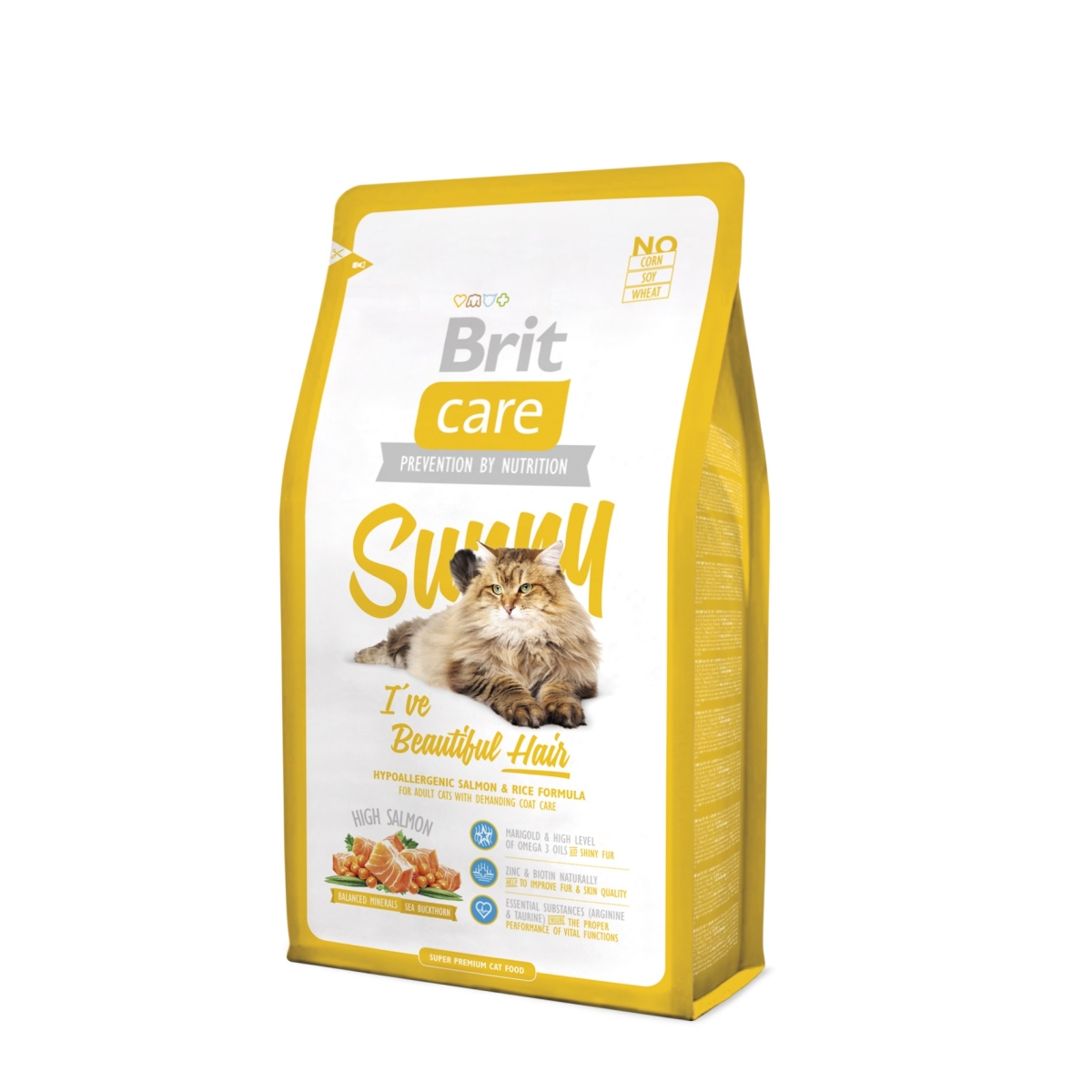 Brit Care Sunny sausā barība kaķiem ar lasi/rīsiem, 2kg - Produkta attēls