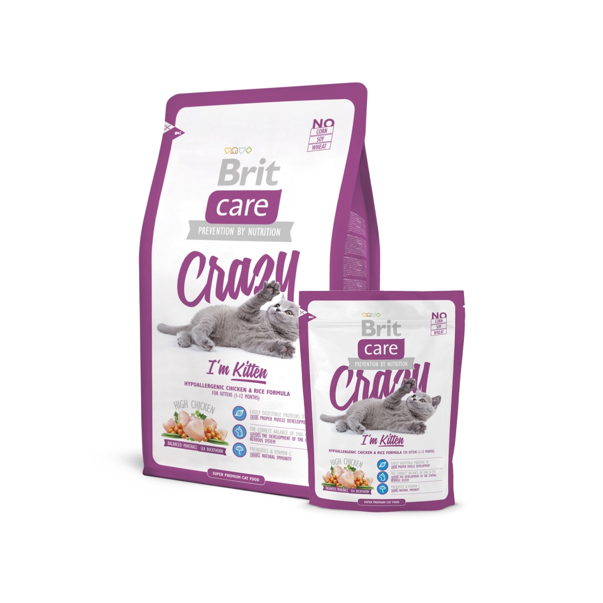 Brit Care barība kaķēniem Crazy ar vistu/rīsiem 400g - Produkta attēls