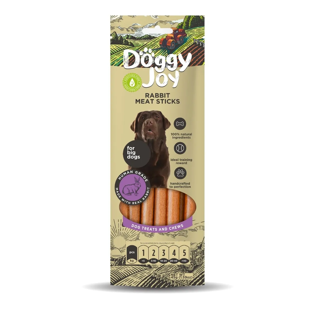 Doggy Joy truša gaļas desiņas suņiem, 45g - Produkta attēls