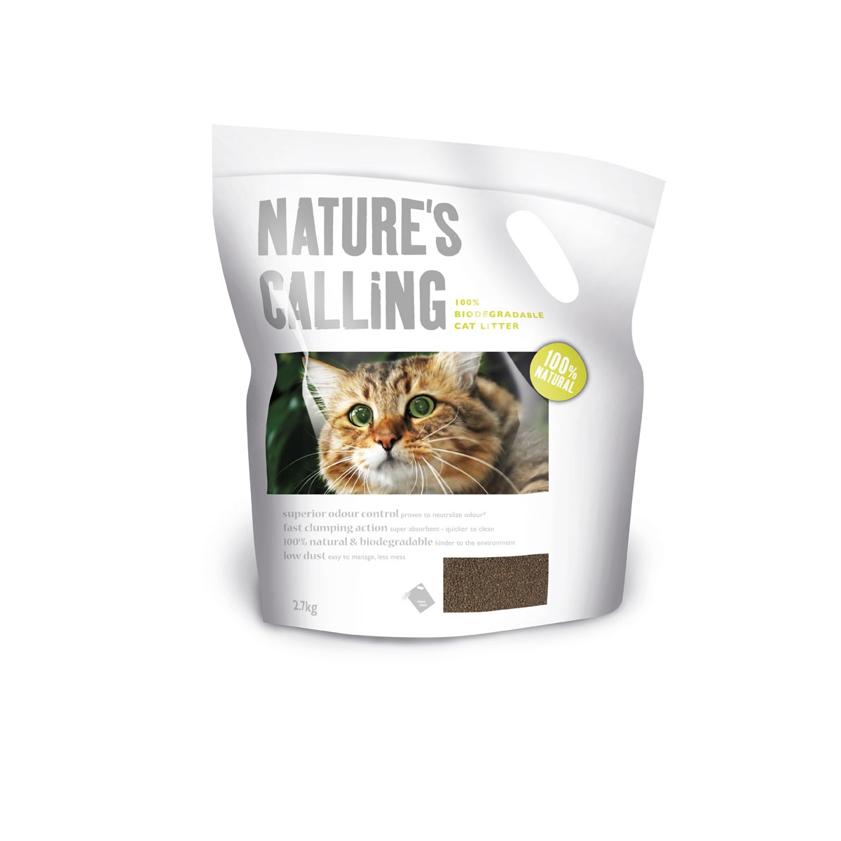 Natures Calling kaķu pakaiši, sacietējoši, 2,7 kg - Produkta attēls