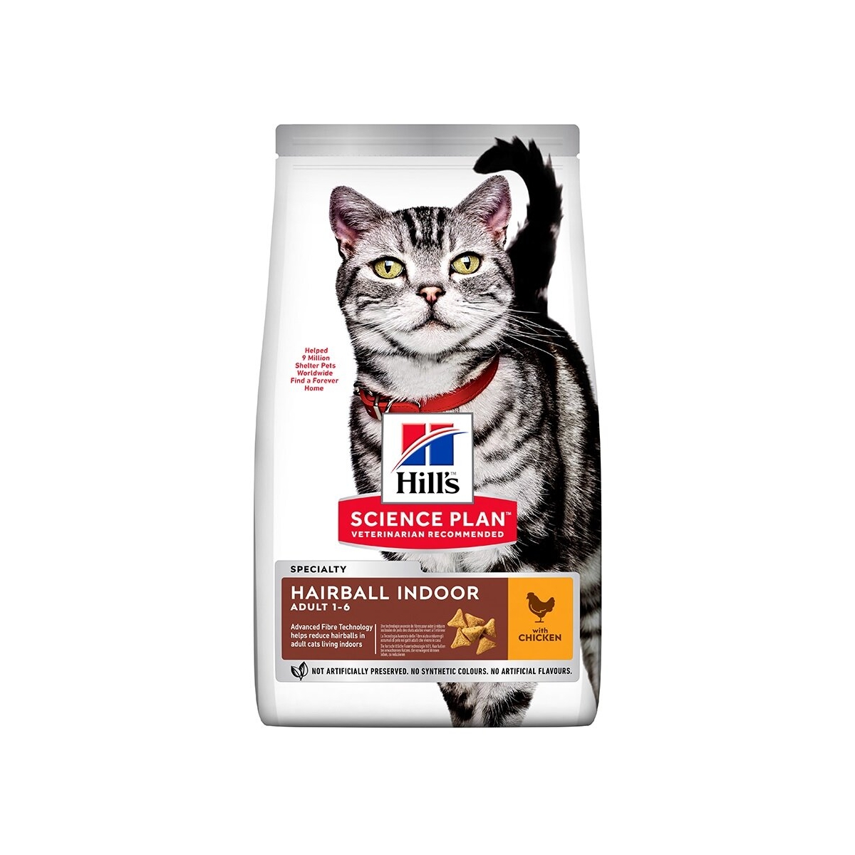 HILL'S SP Hairball Indoor Adult sausā barība kaķiem, vista, 1,5kg - Produkta attēls