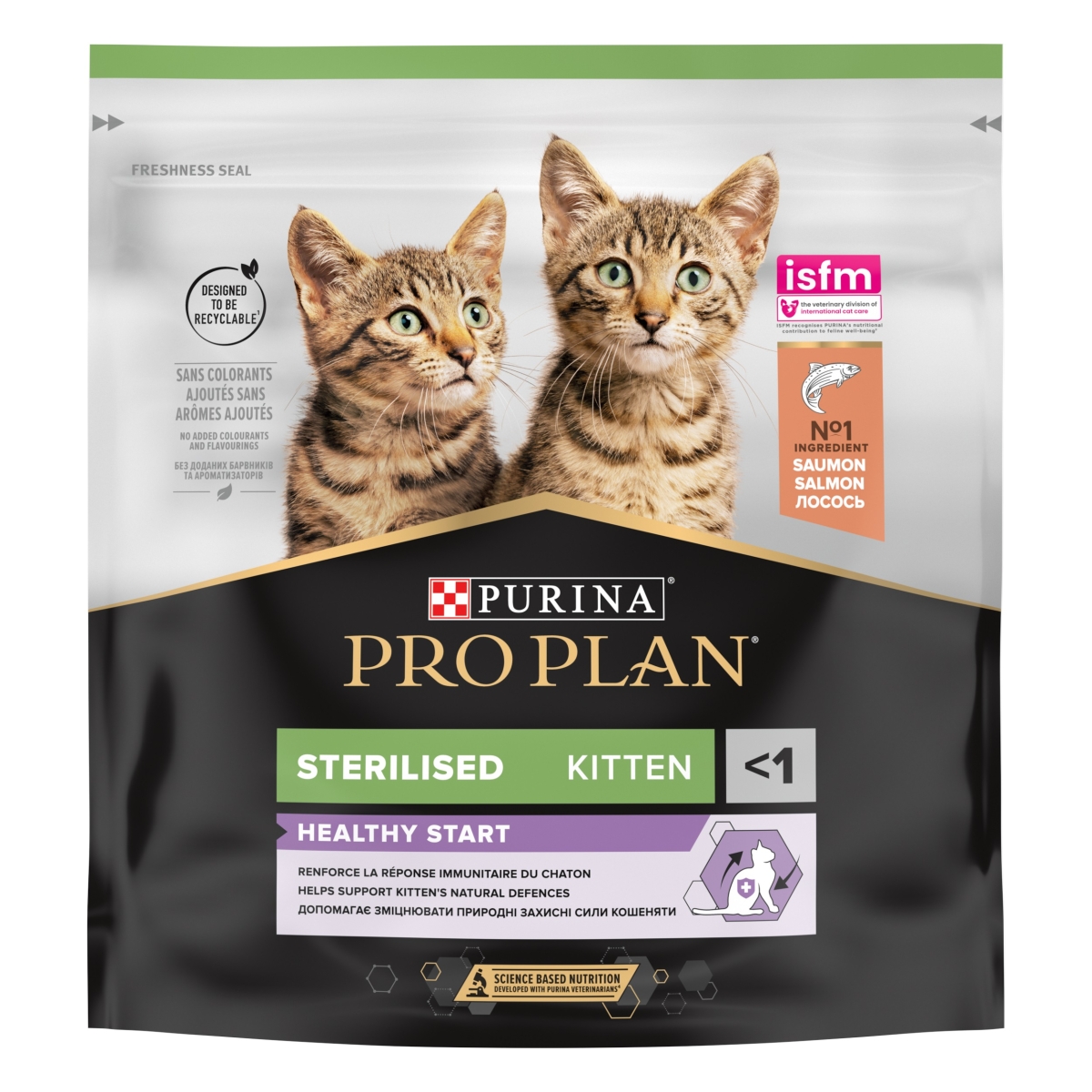 Pro Plan Kitten Sterilised sausā barība kaķēniem ar lasi 400g - Produkta attēls