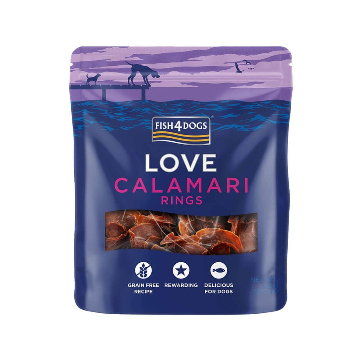 FISH4DOGS Love Kalmāru gredzeni, gardums suņiem 60g - Produkta attēls