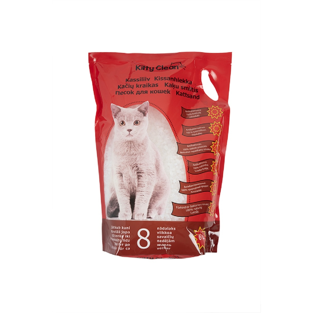 KITTY CLEAN pakaiši kaķu tualetei, silikagels, 6l - Produkta attēls