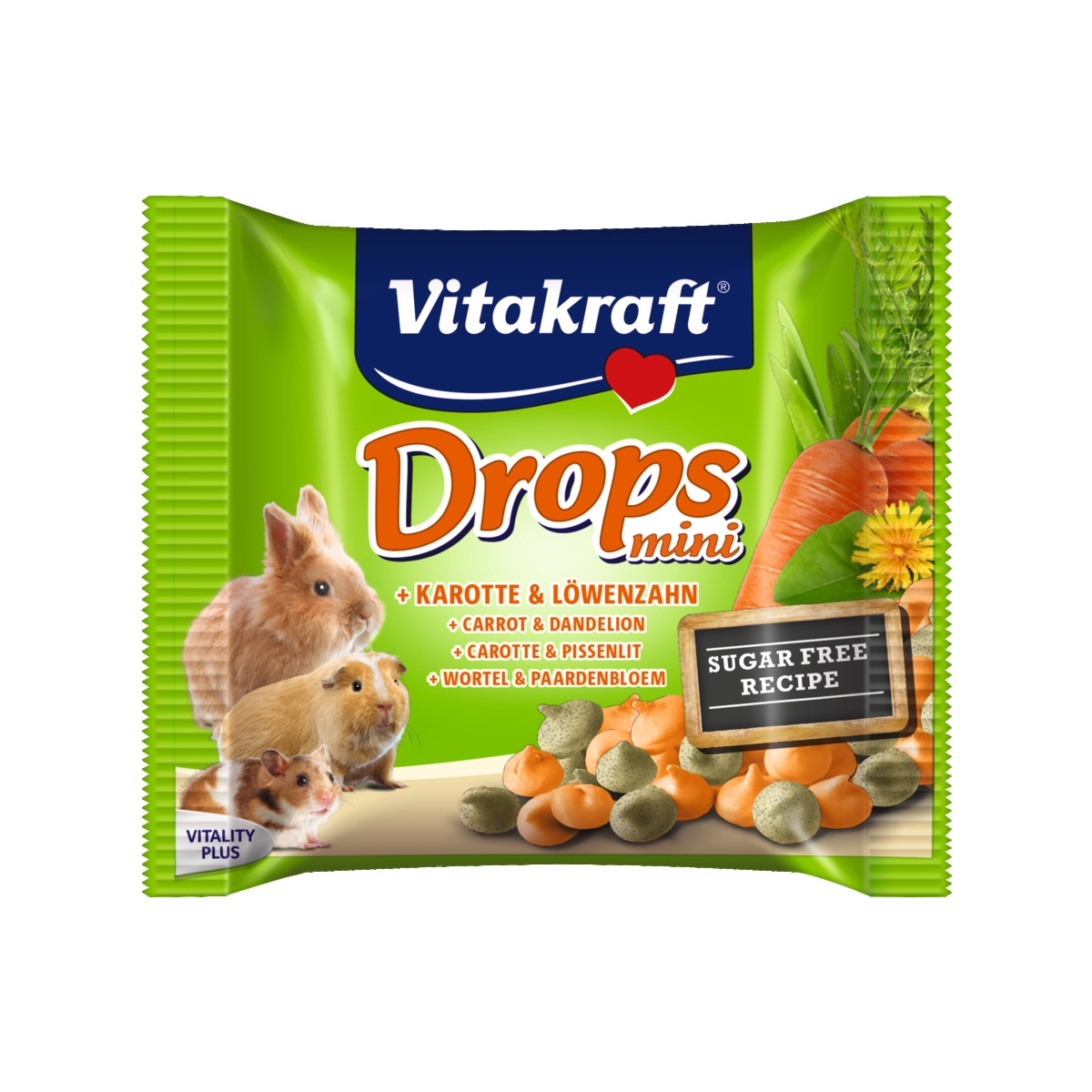 VITAKRAFT Drops Mini gardumi grauzējiem burkāni/pienenes 40g - Produkta attēls