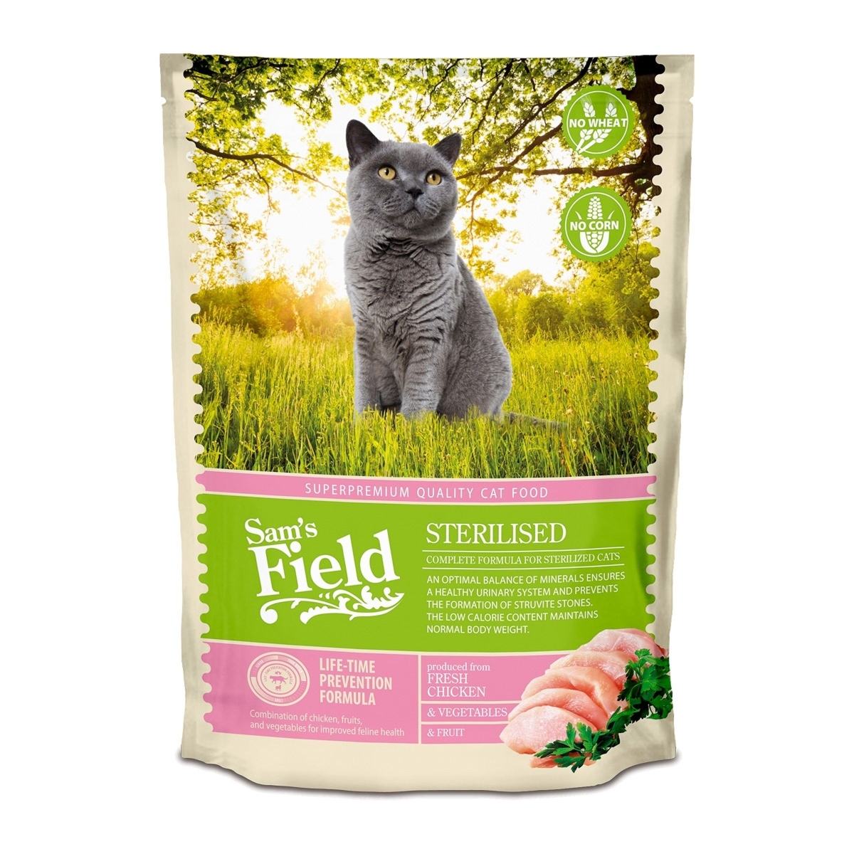 SAM'S FIELD Sterilized sausā barība kaķiem, vista  2,5 kg - Produkta attēls