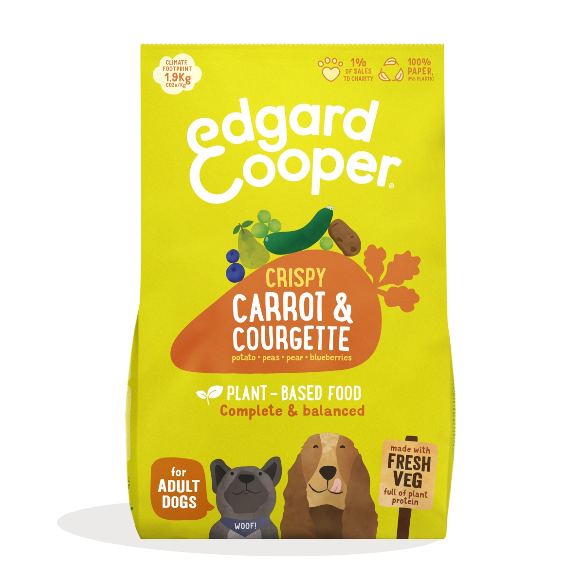 EDGARD COOPER Crispy sausā barība suņiem burkāni/kabači 1kg - Produkta attēls