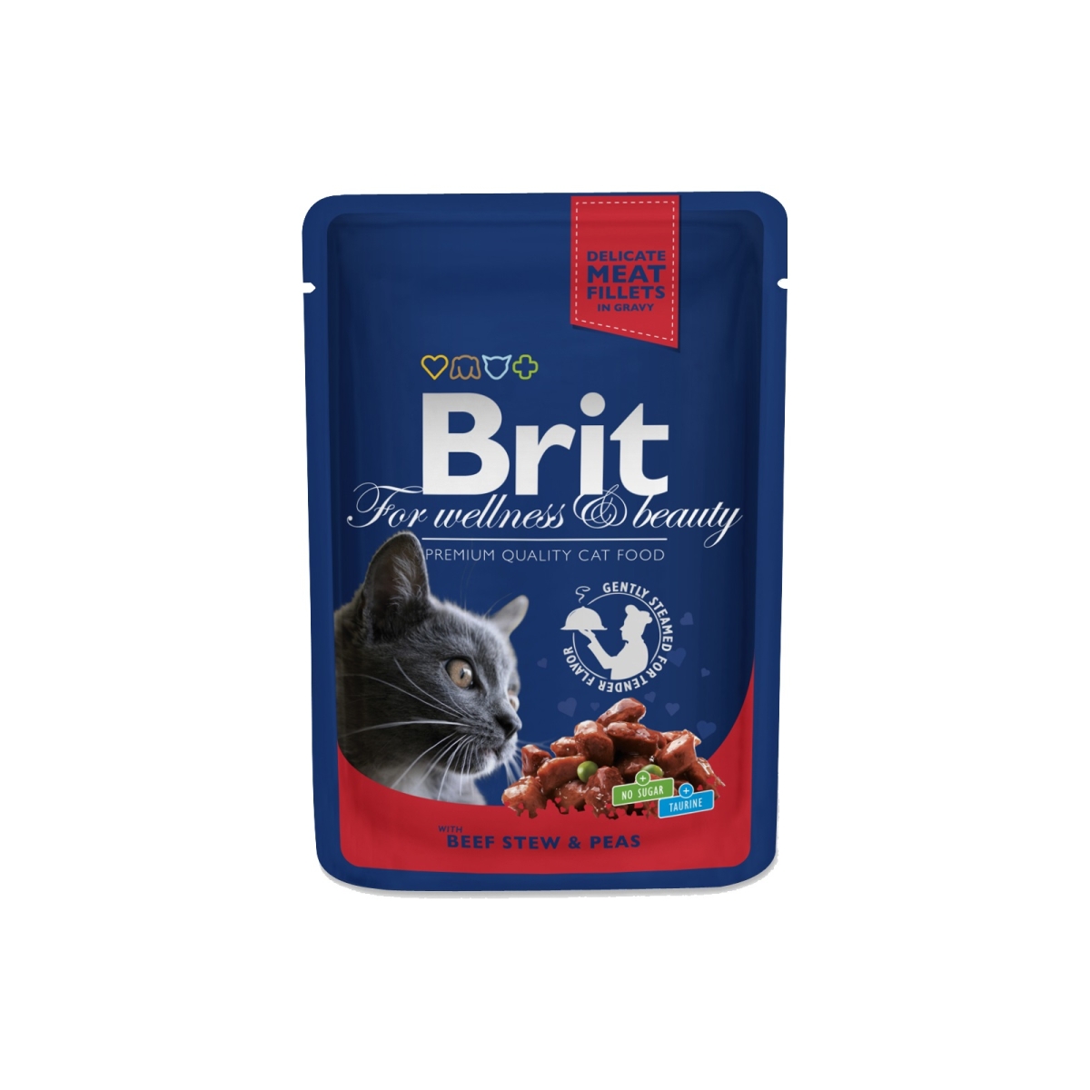 BRIT Premium mitrā barība kaķiem, liellops/zirņi 100g