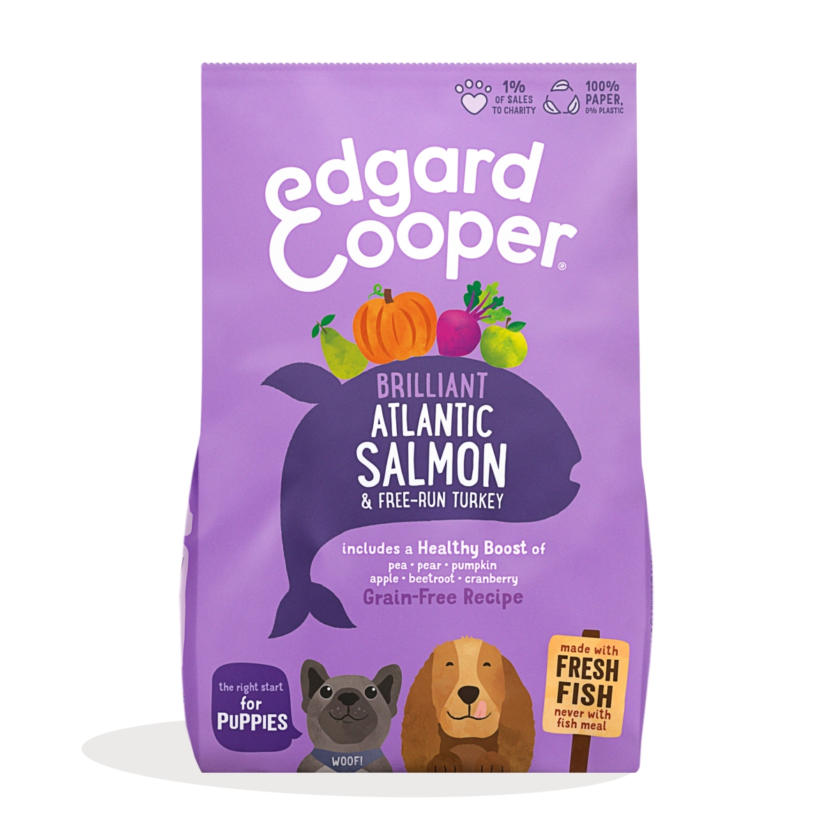 EDGARD COOPER sausā barība kucēniem, lasis/tītars, 2,5kg - Produkta attēls