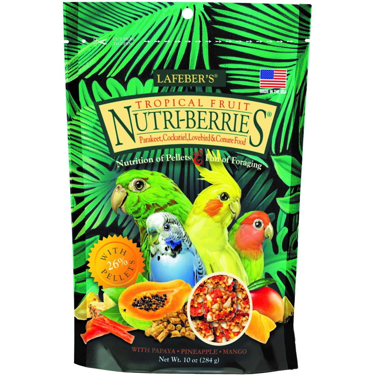 Nutri-Berries Tropical Fruits pilnvērtīga barība maziem putniem 284g - Produkta attēls