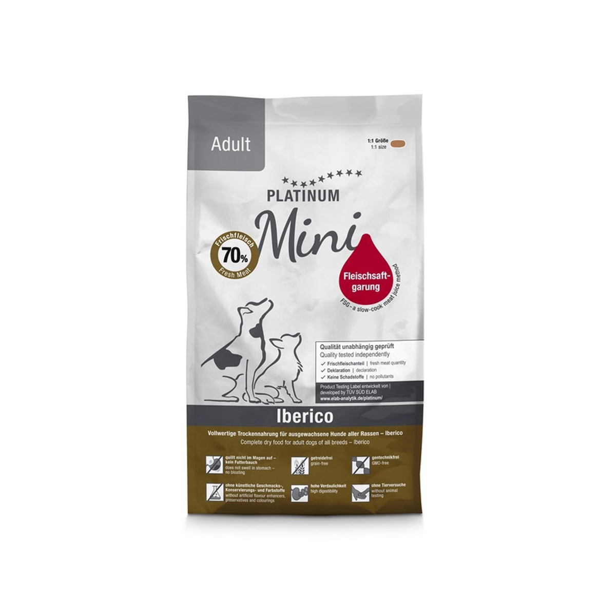 PLATINUM Adult Mini sausā barība suņiem, Ibērijas cūka, 900g - Produkta attēls