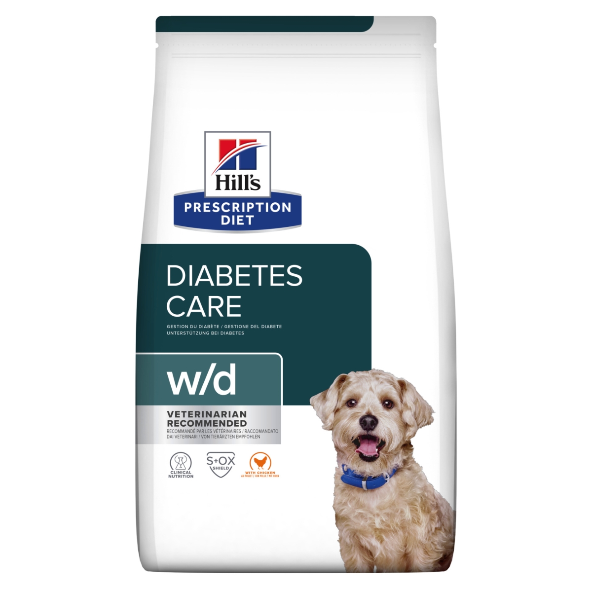 HILL'S PD w/d Diabetes Care sausā barība suņiem, vista, 10kg - Produkta attēls