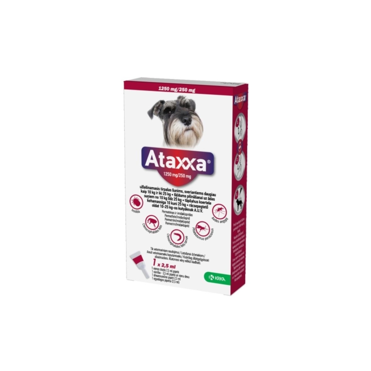 ATAXXA  šķīdums pret ērcēm, blusām, suņiem 10-25kg, N1 - Produkta attēls