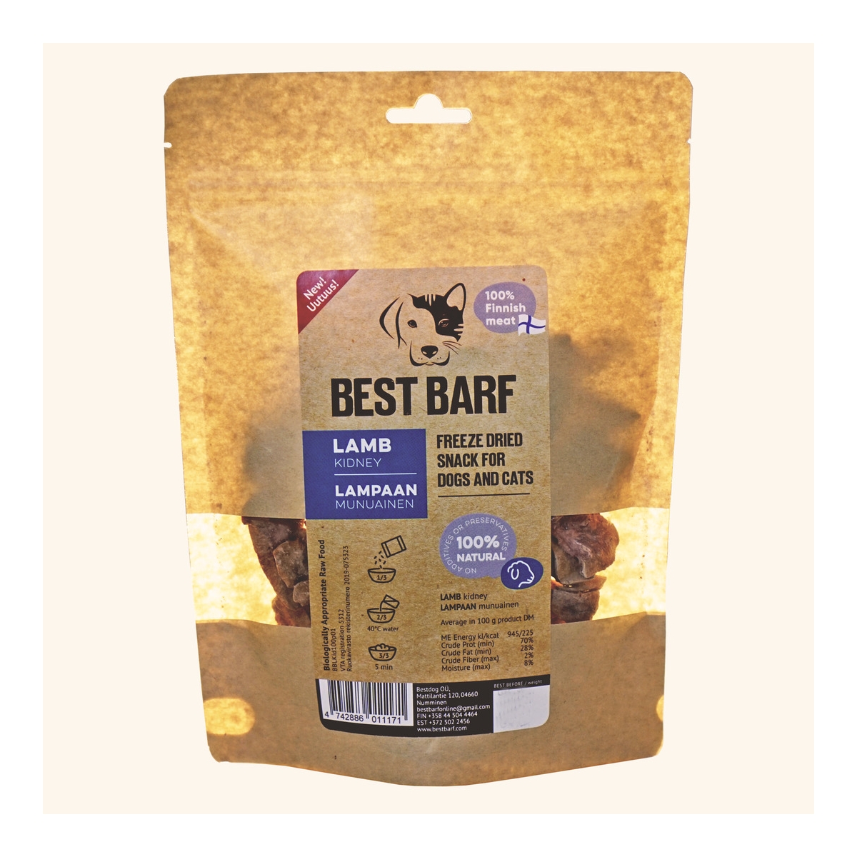 BEST BARF liofilizētas jēru nieres 100g - Produkta attēls