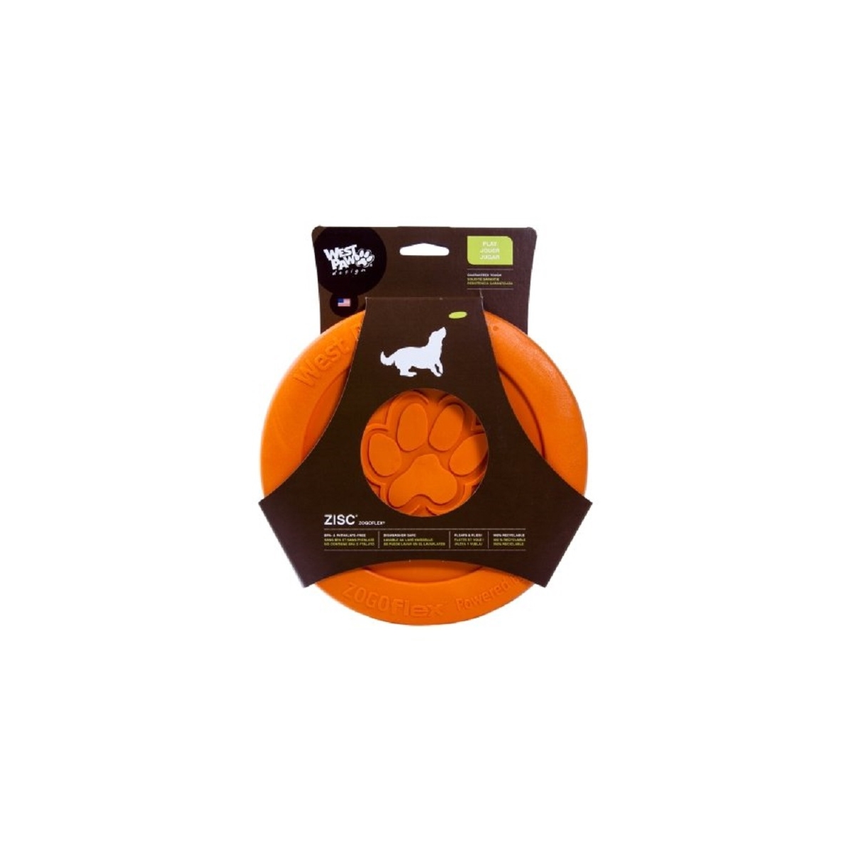 WEST PAW Zisc gumijas rotaļlieta suņiem 21,6 cm, oranža - Produkta attēls