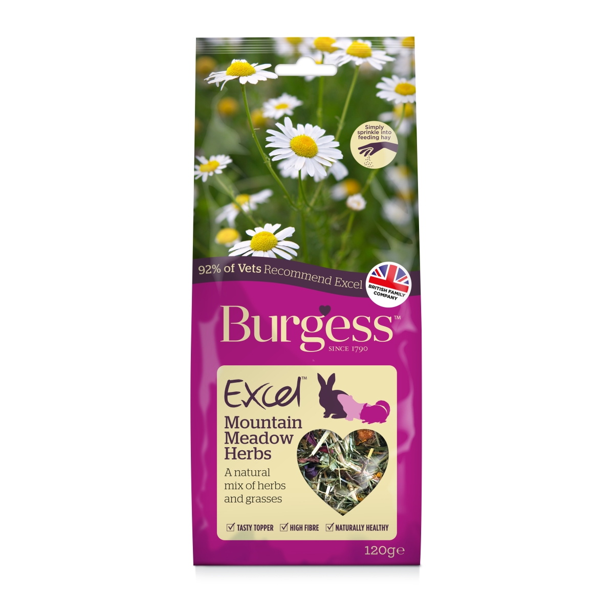 Burgess Excel Snacks Kalnu Pļavas Garšaugi 120 g - Produkta attēls