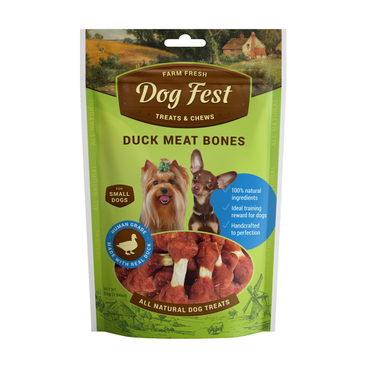 Dog Fest pīles gaļas kauliņi maziem suņiem 55g - Produkta attēls