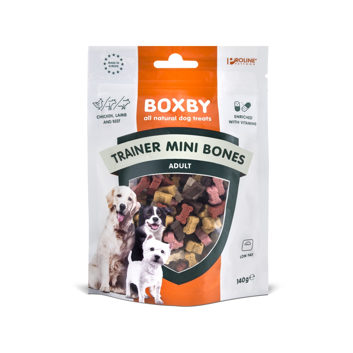 BOXBY kārums suņiem Trainer Mini Bones, 140 g