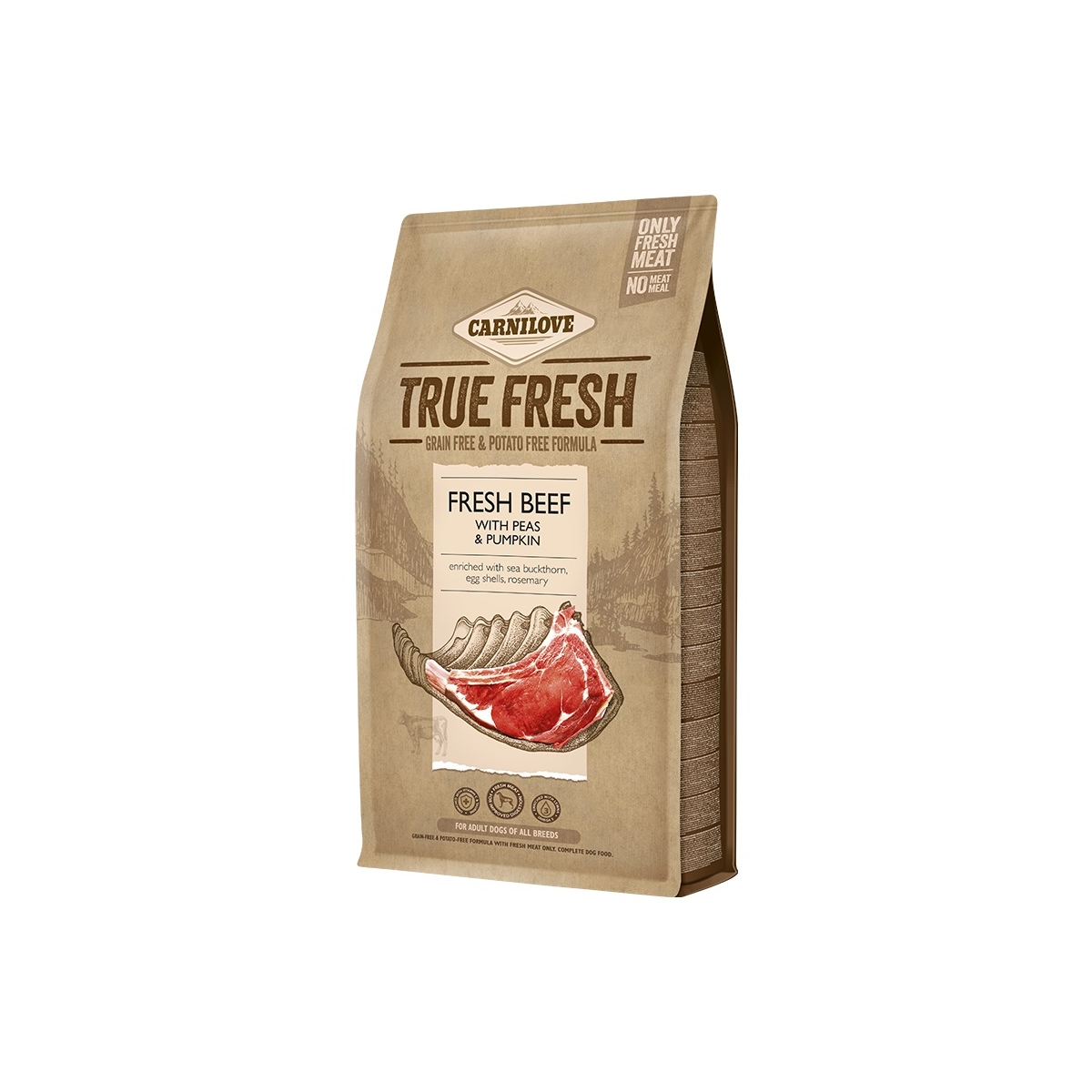 CARNILOVE True Fresh sausā barība suņiem, liellops, 4kg