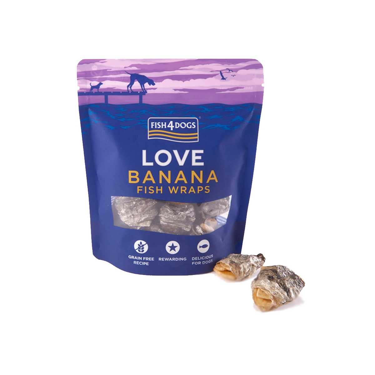 FISH4DOGS Love Banana Wraps gardums suņiem, 100g - Produkta attēls