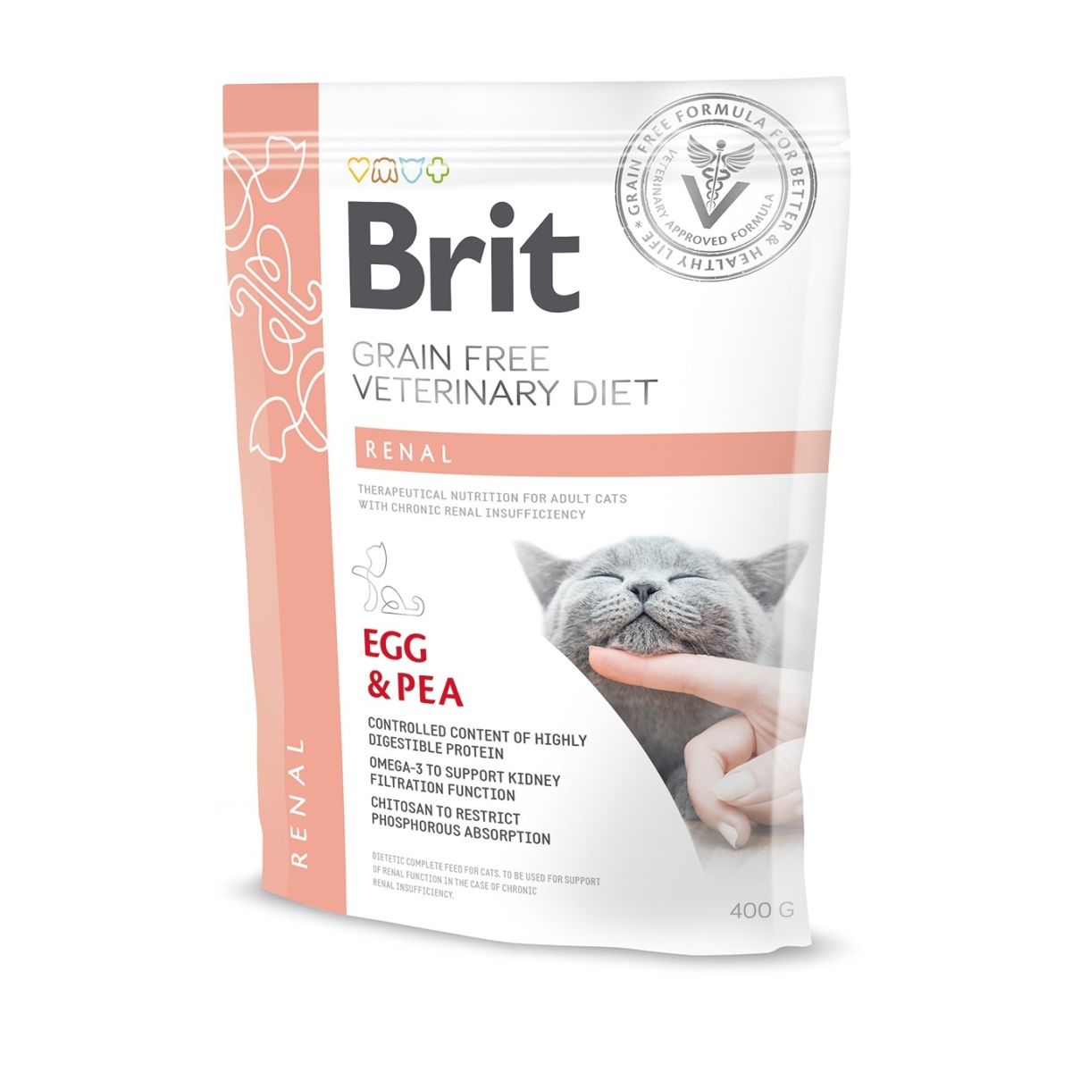 BRIT GF Renal sausā barība kaķiem, olas/zirņi, 400 g - Produkta attēls