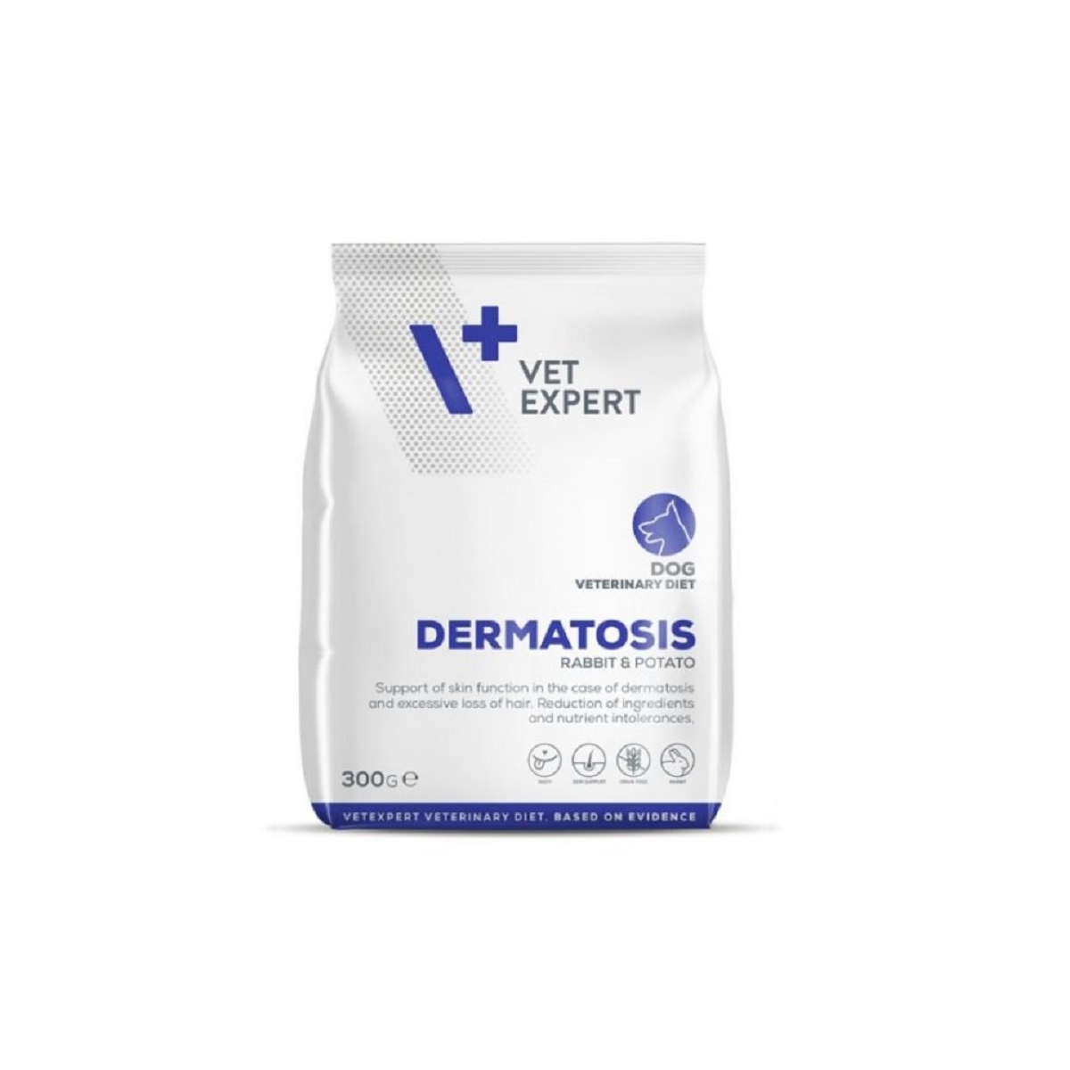 VetExpert 4T VD Dermatosis sausā barība suņiem ar trusi 300G - Produkta attēls