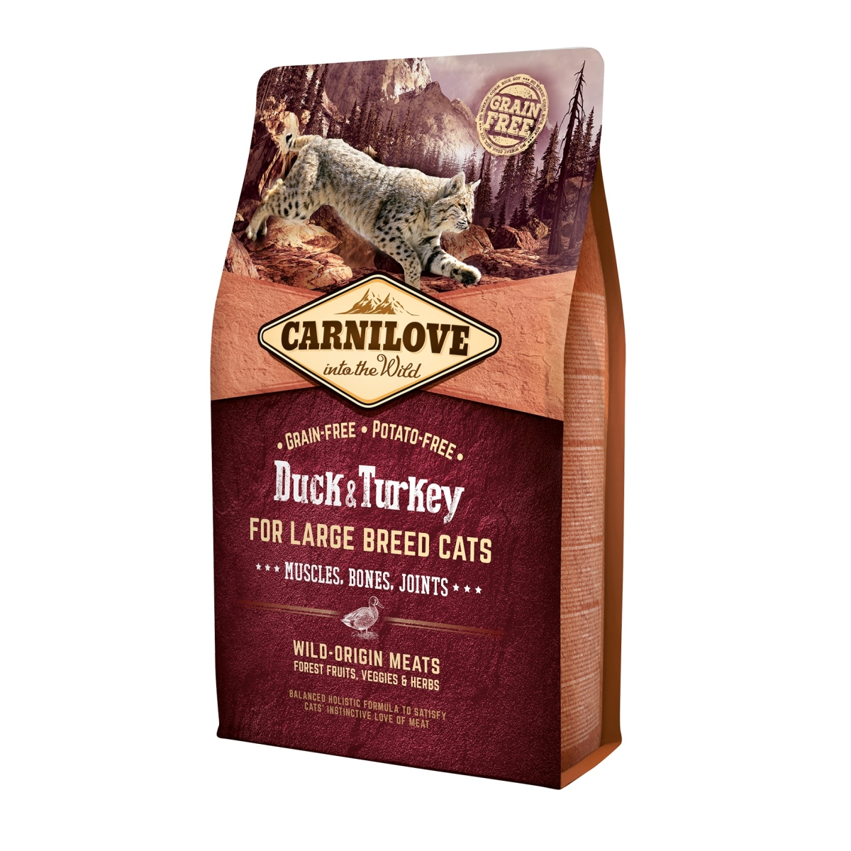 CARNILOVE Large sausā barība kaķiem pīle/tītars 2kg - Produkta attēls