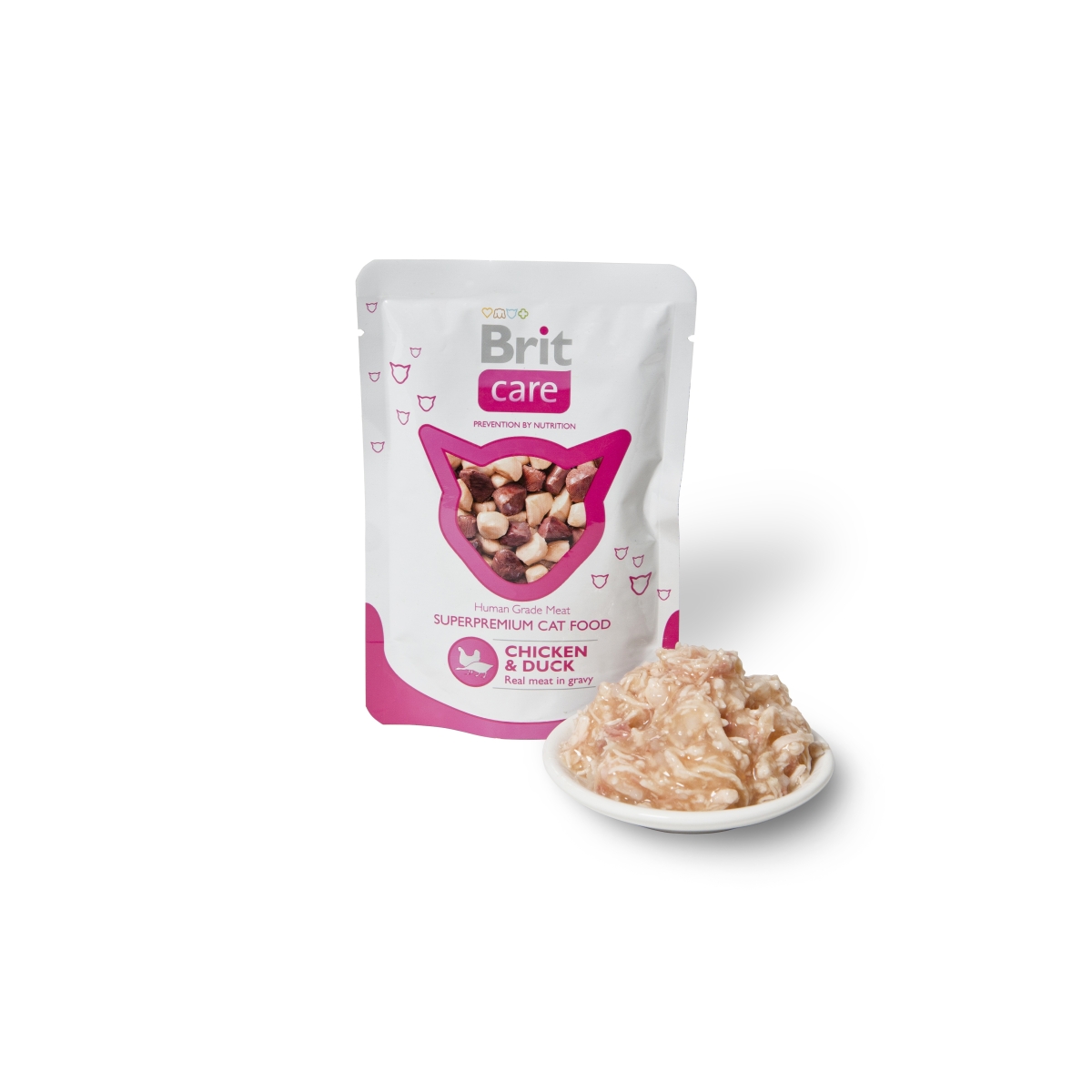 Brit Care mitrā barība kaķiem ar vistu/pīli 80g - Produkta attēls